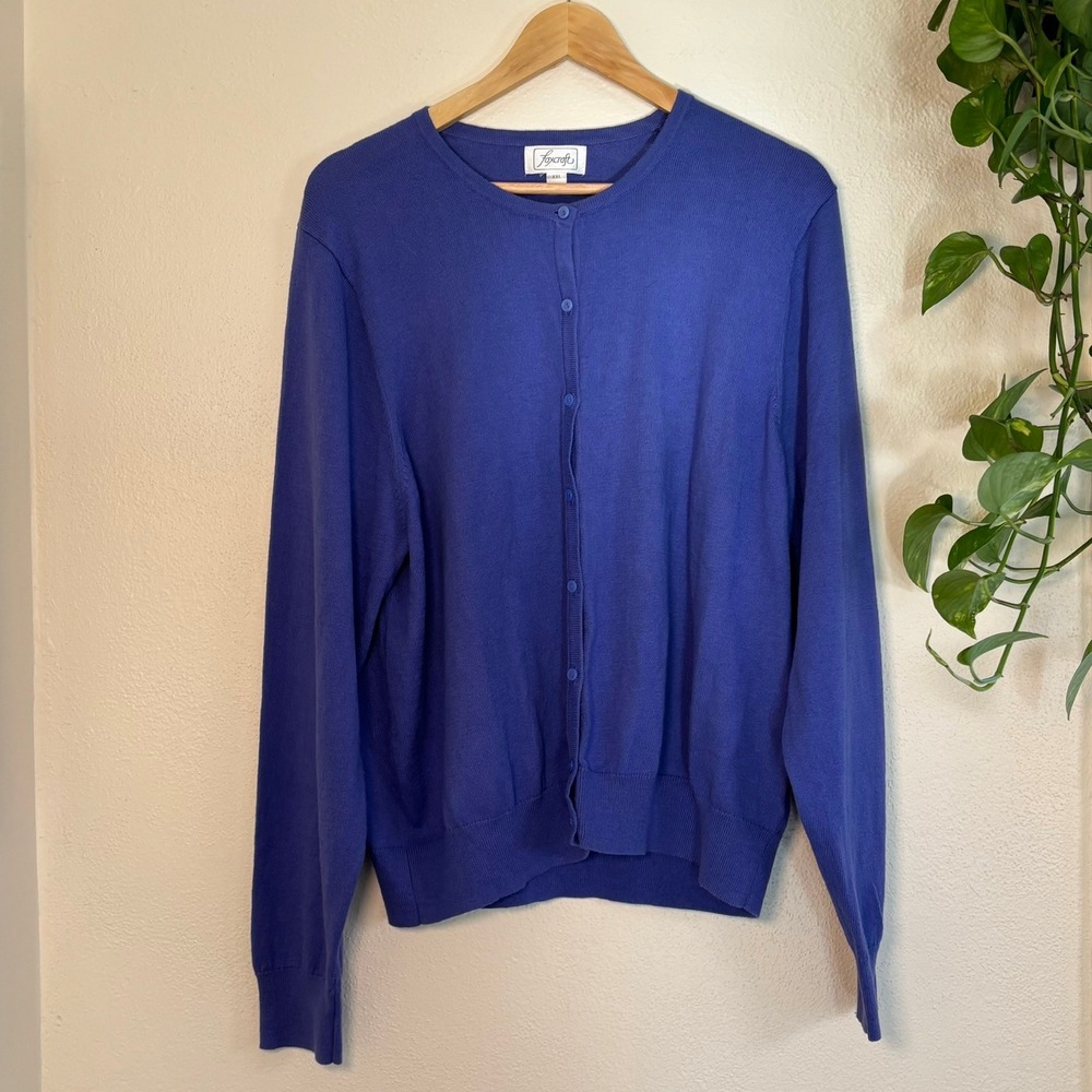 blue cashmere blend y2k cardigan button down foxcroft XXL womens